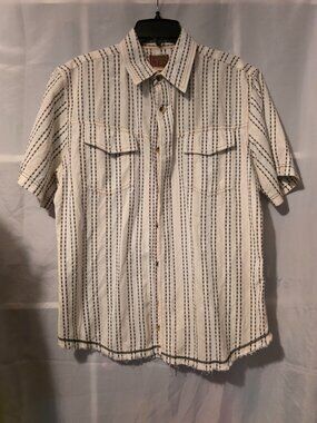 Men's Vintage Red Button-Down Shirt, Size Medium, 100% Cotton